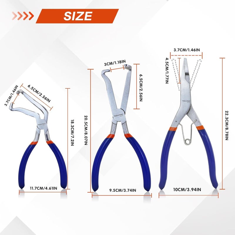 TOOLITIN طقم كماشة فصل الكهرباء 3 قطع – 8" مستقيم و 60° زاوية فصل كهربائي + كماشة قفل 9"، أداة إزالة الموصل والحلقة المنبثقة للسيارات مع صندوق تخزين - Image 2